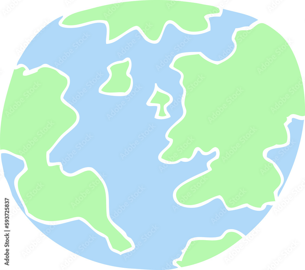 flat color illustration of a cartoon planet earth