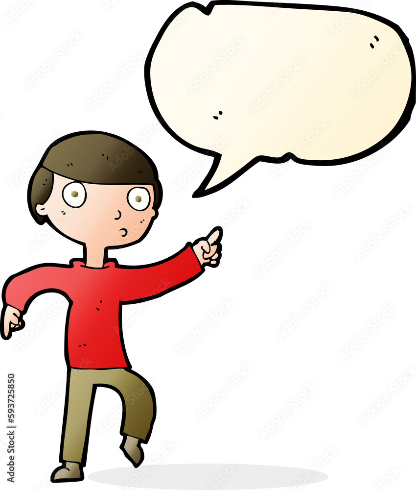 cartoon boy pointing with speech bubble cartoon boy pointing with speech bubble