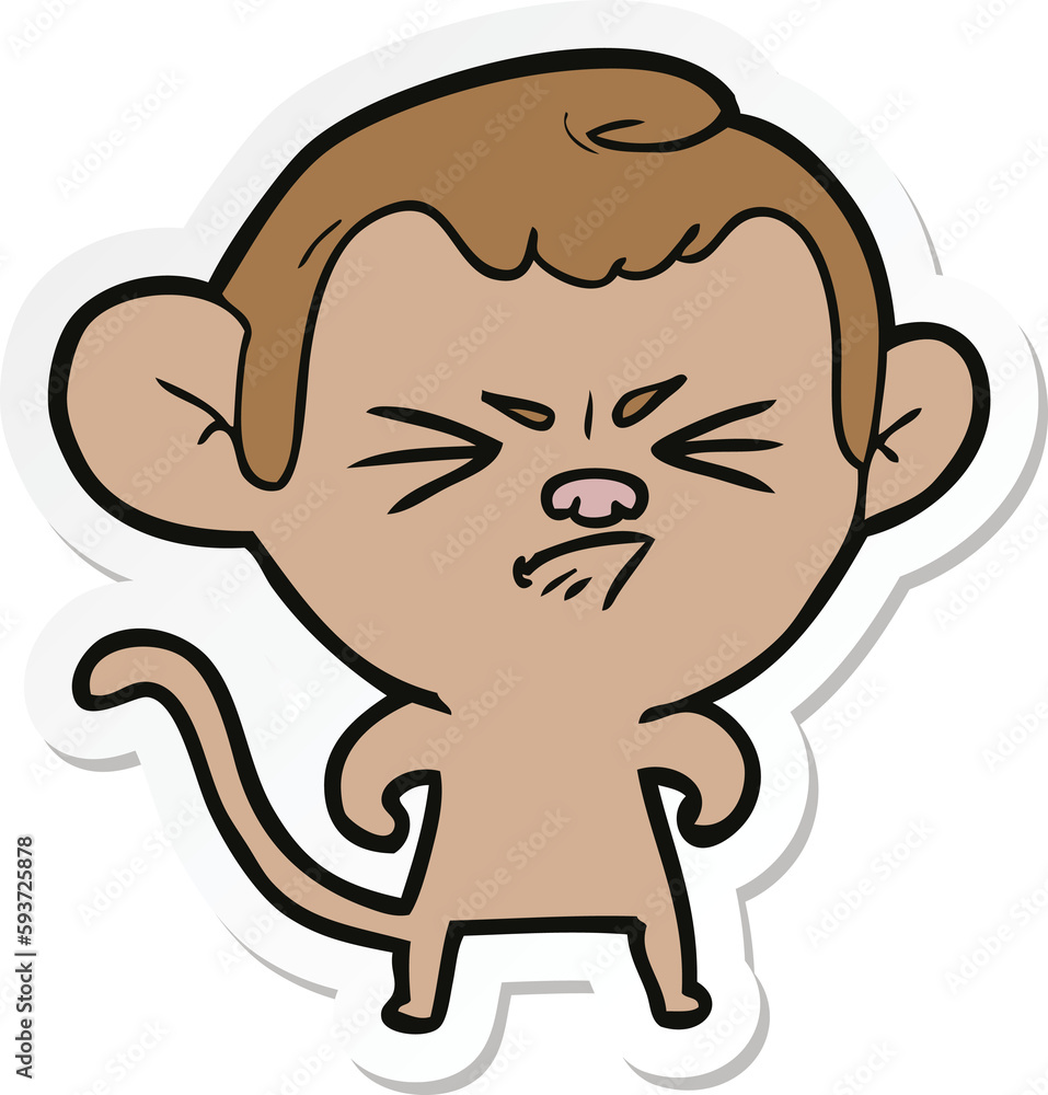 sticker of a cartoon annoyed monkey sticker of a cartoon annoyed monkey