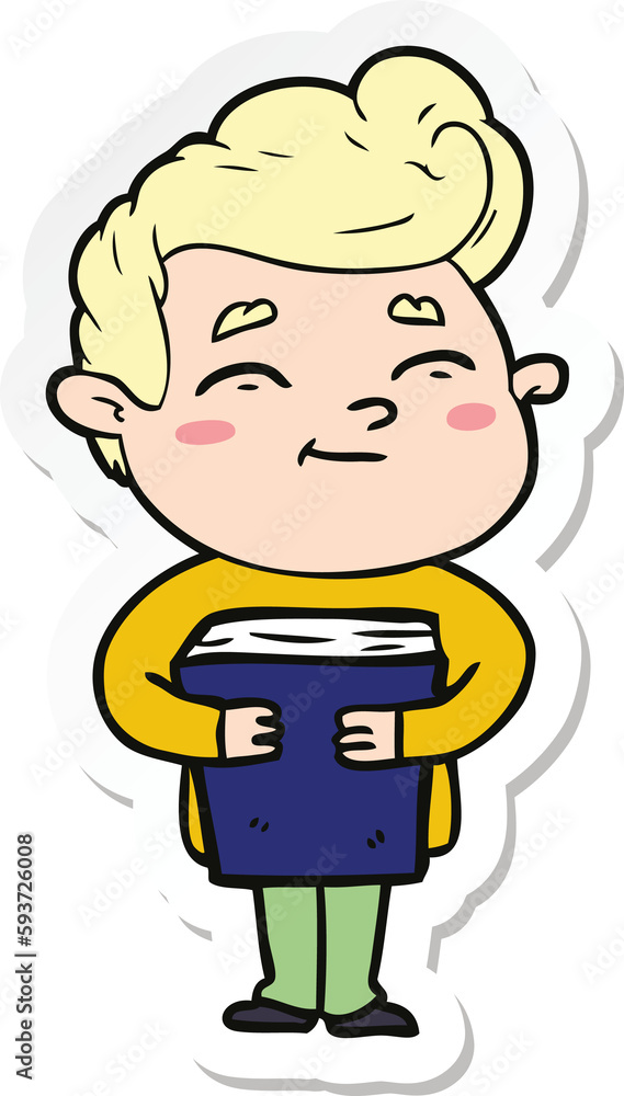 sticker of a happy cartoon man sticker of a happy cartoon man