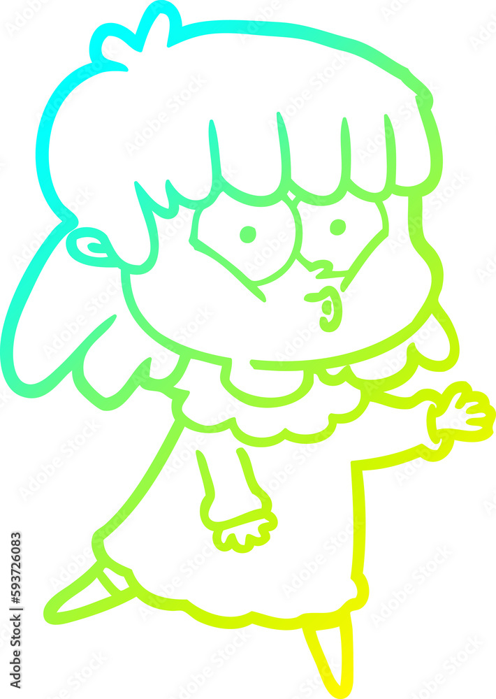 cold gradient line drawing cartoon whistling girl cold gradient line drawing cartoon whistling girl