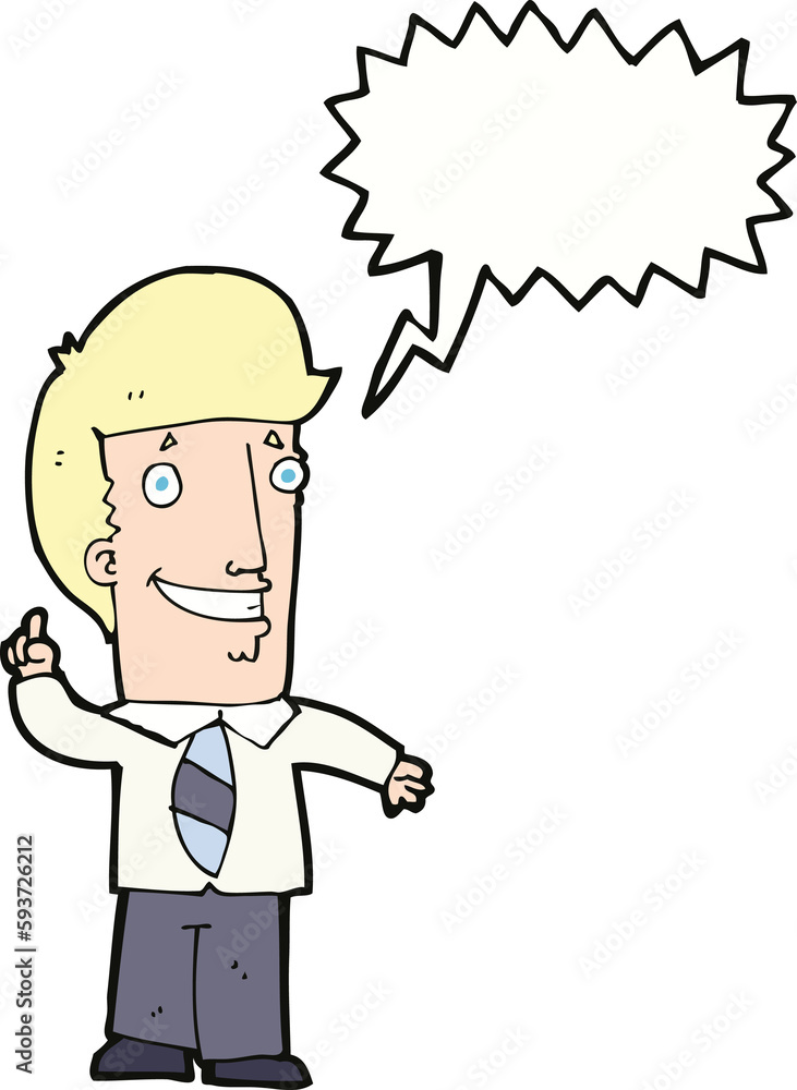 cartoon office man with idea with speech bubble cartoon office man with idea with speech bubble