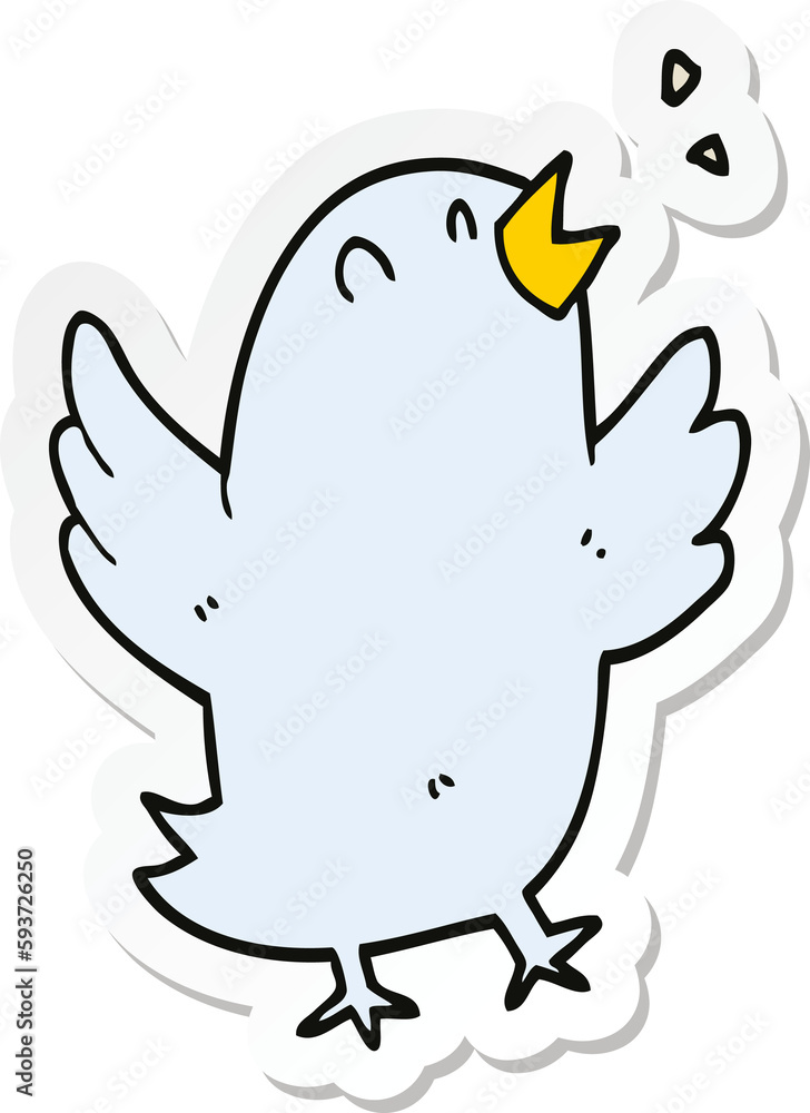 sticker of a cartoon bird singing sticker of a cartoon bird singing