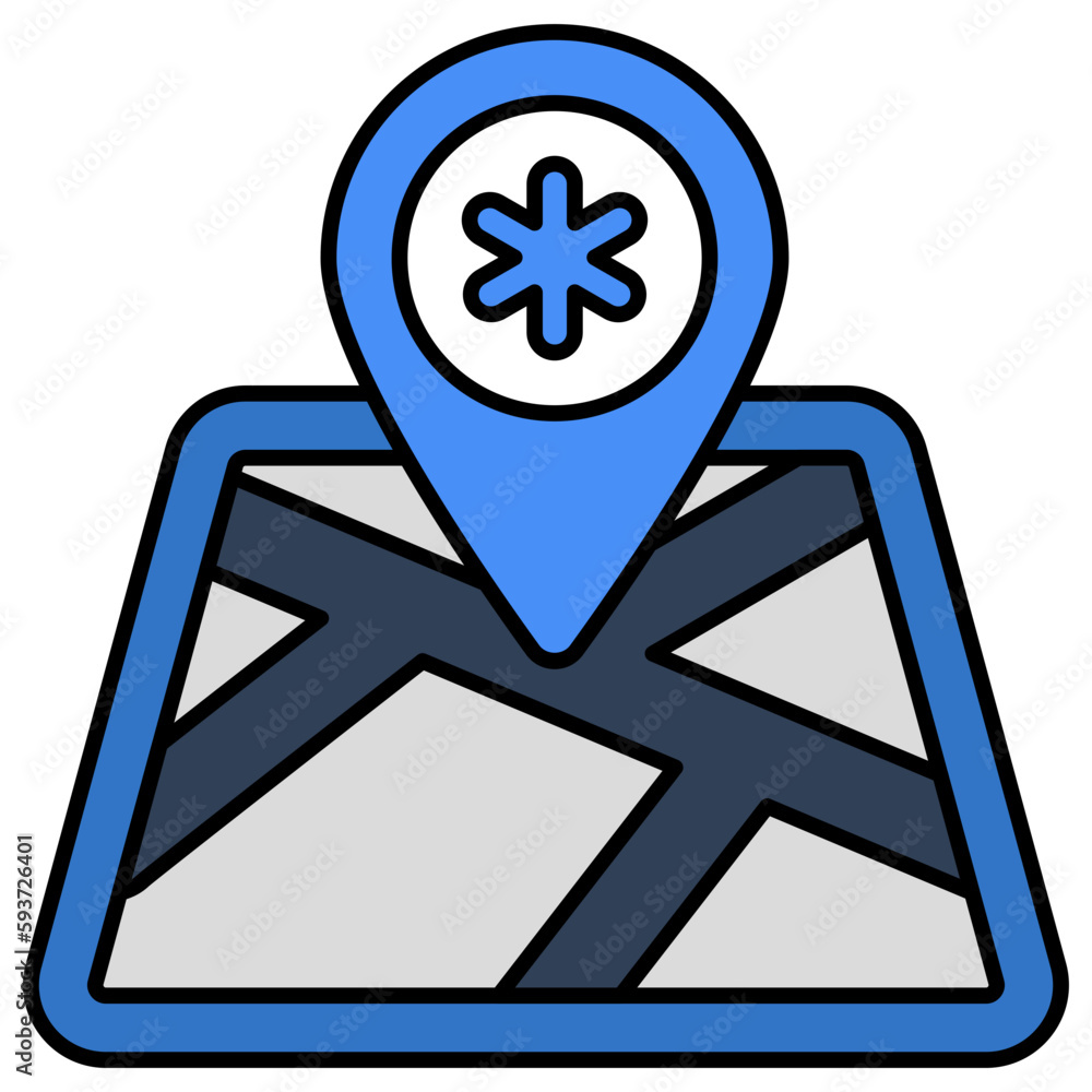 A flat design icon of medical location A flat design icon of medical location