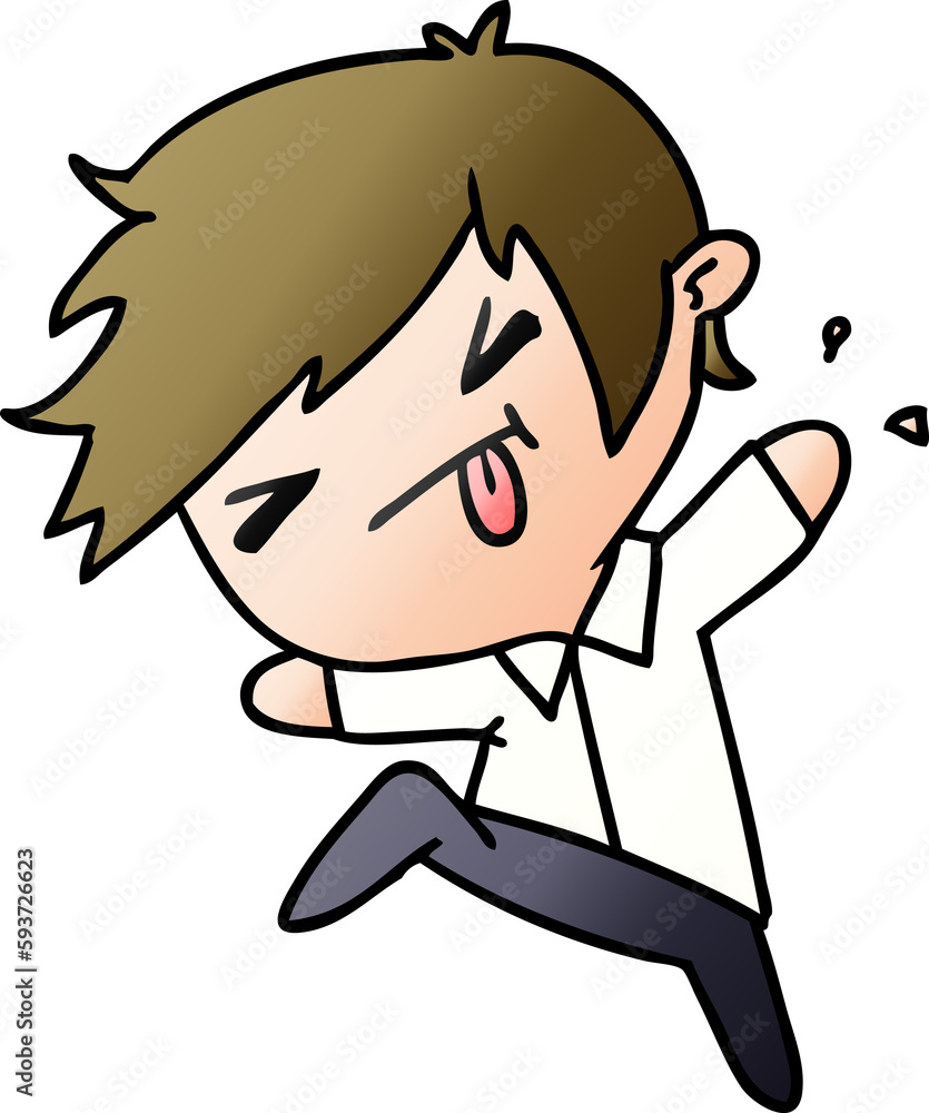 gradient cartoon of a kawaii cute boy gradient cartoon of a kawaii cute boy
