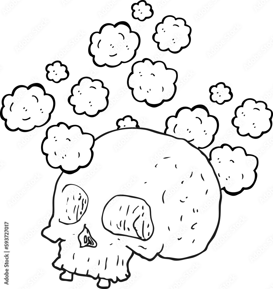 Naklejka premium black and white cartoon old skull