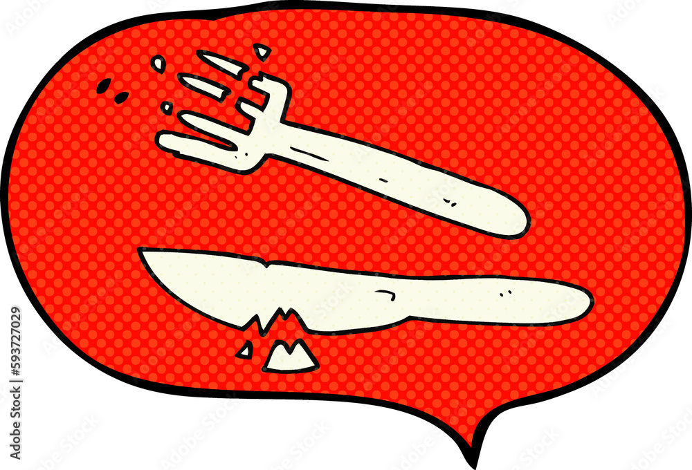 comic book speech bubble cartoon cracked plastic cutlery comic book speech bubble cartoon cracked plastic cutlery