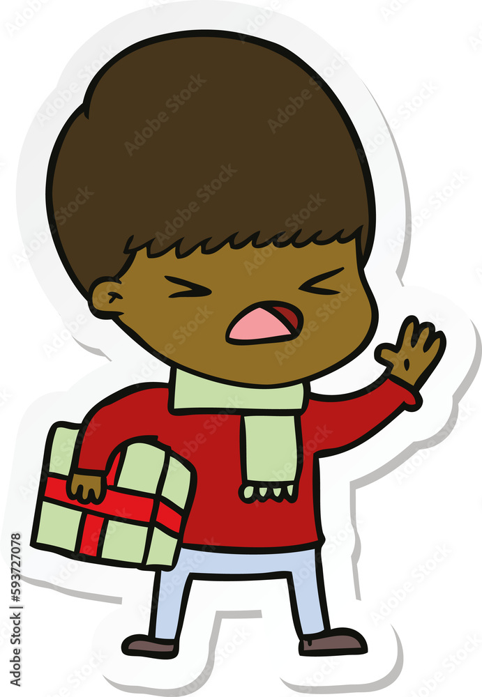 sticker of a cartoon stressed man sticker of a cartoon stressed man