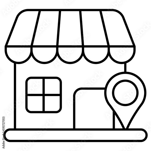 A flat design icon of shop location 