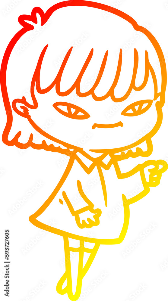 warm gradient line drawing cartoon pointing woman warm gradient line drawing cartoon pointing woman
