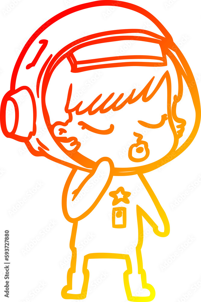 warm gradient line drawing cartoon pretty astronaut girl