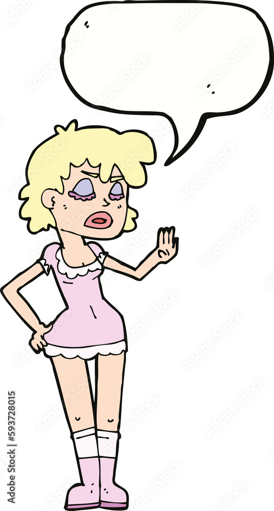 cartoon woman making dismissive gesture with speech bubble cartoon woman making dismissive gesture with speech bubble