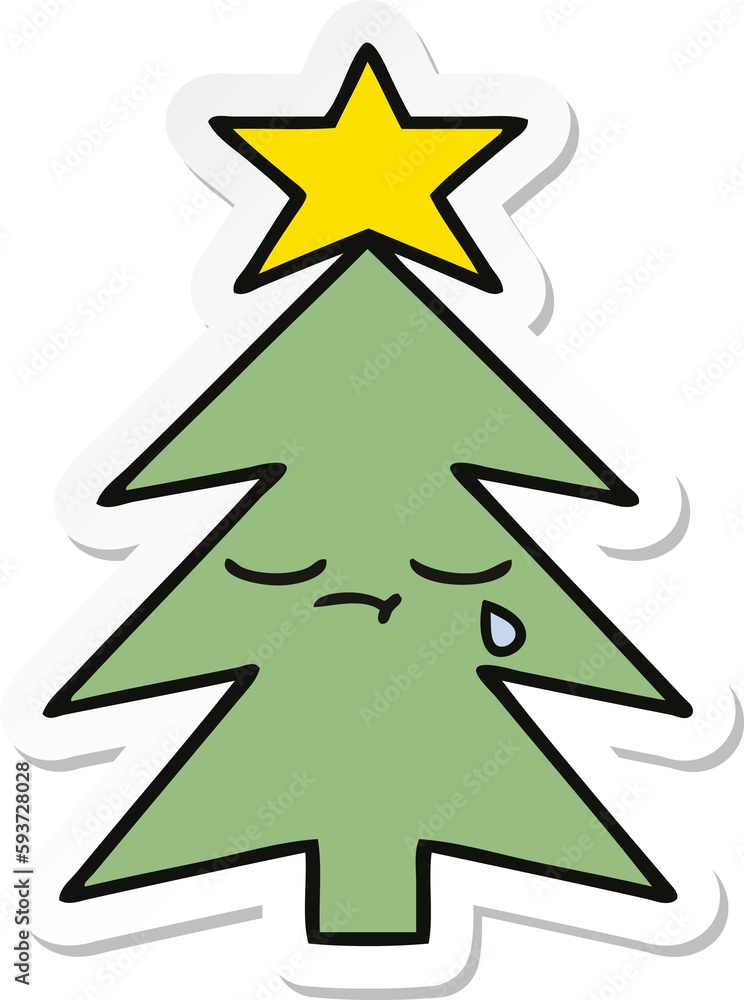 sticker of a cute cartoon christmas tree sticker of a cute cartoon christmas tree