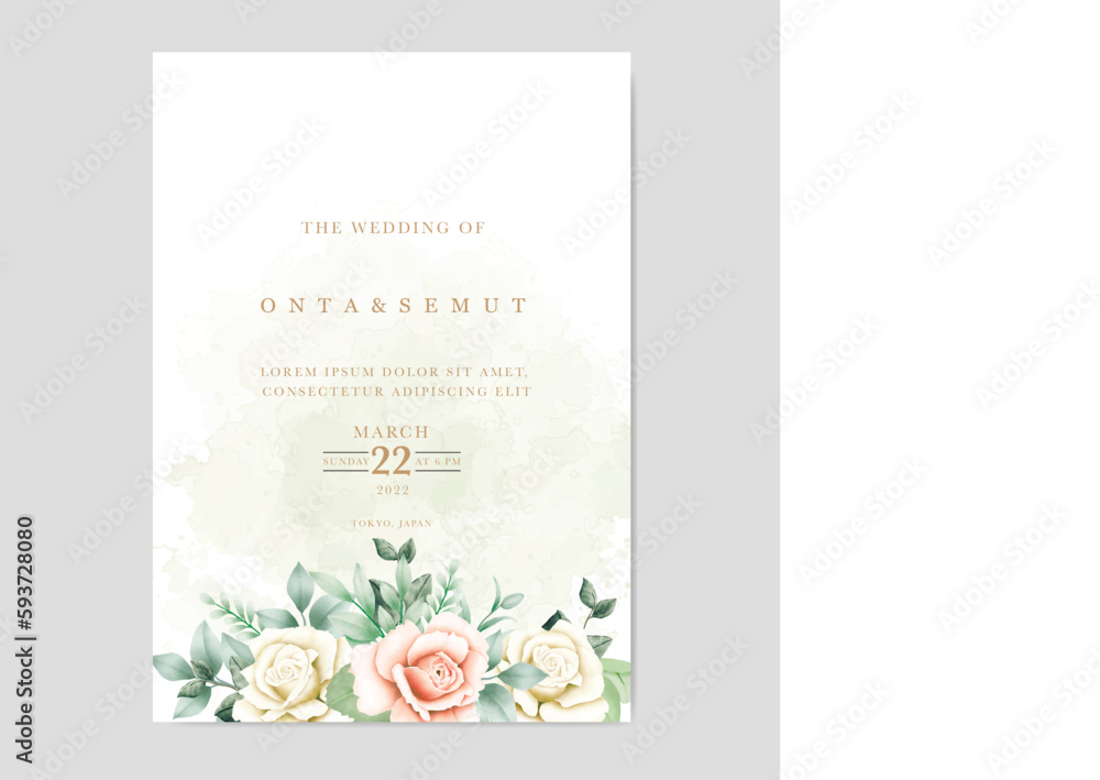 Obraz premium hand drawn floral wedding invitation card template