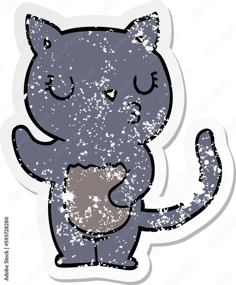 Fototapeta premium distressed sticker of a cute cartoon cat