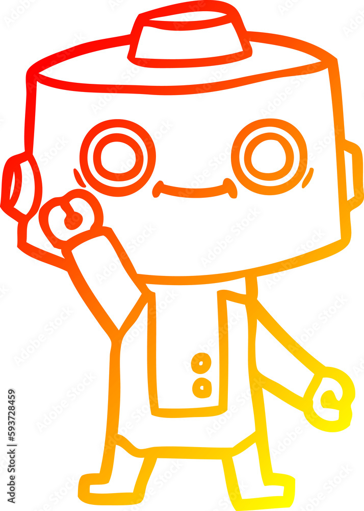 Naklejka premium warm gradient line drawing cartoon robot