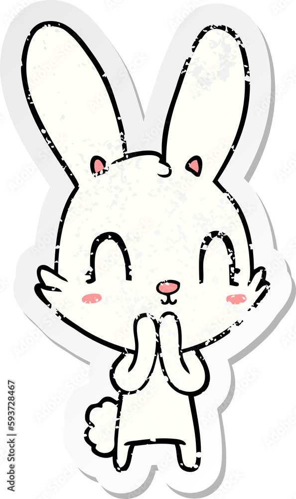 distressed sticker of a cute cartoon rabbit distressed sticker of a cute cartoon rabbit