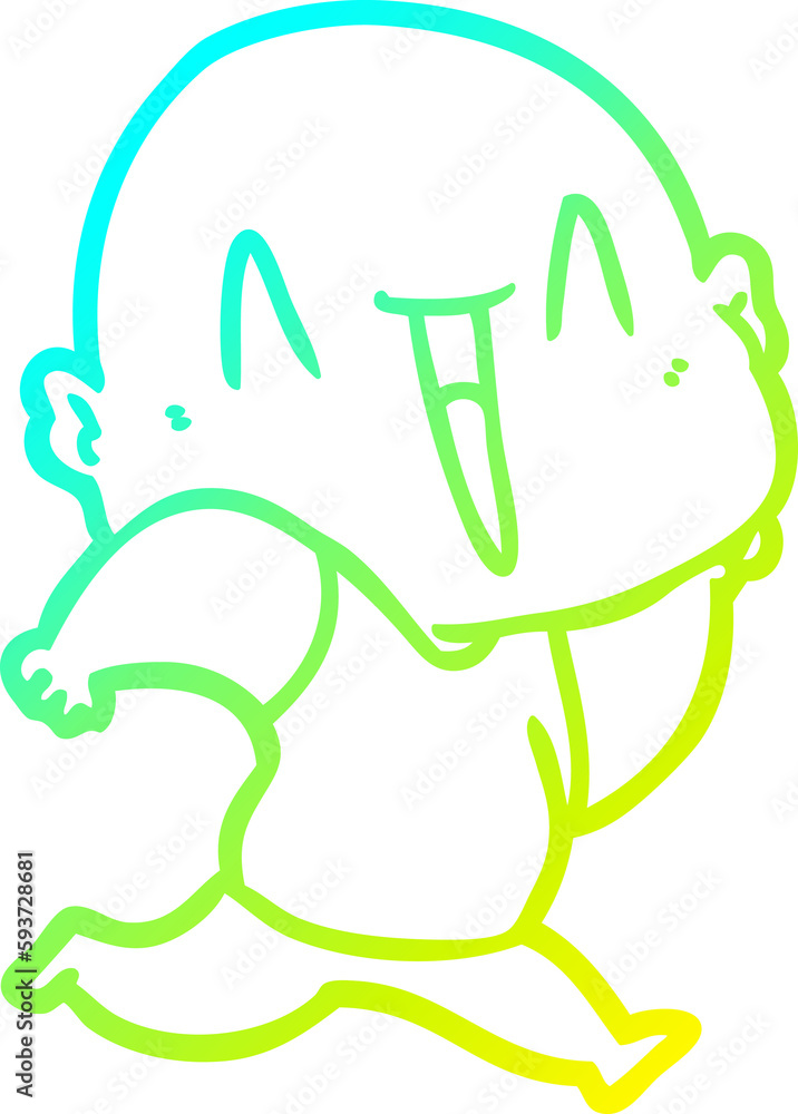 cold gradient line drawing happy cartoon bald man cold gradient line drawing happy cartoon bald man