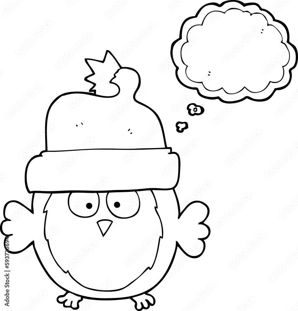 thought bubble cartoon owl wearing christmas hat thought bubble cartoon owl wearing christmas hat