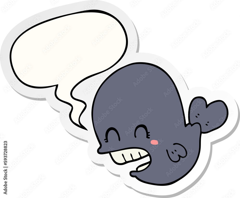 cartoon whale and speech bubble sticker cartoon whale and speech bubble sticker