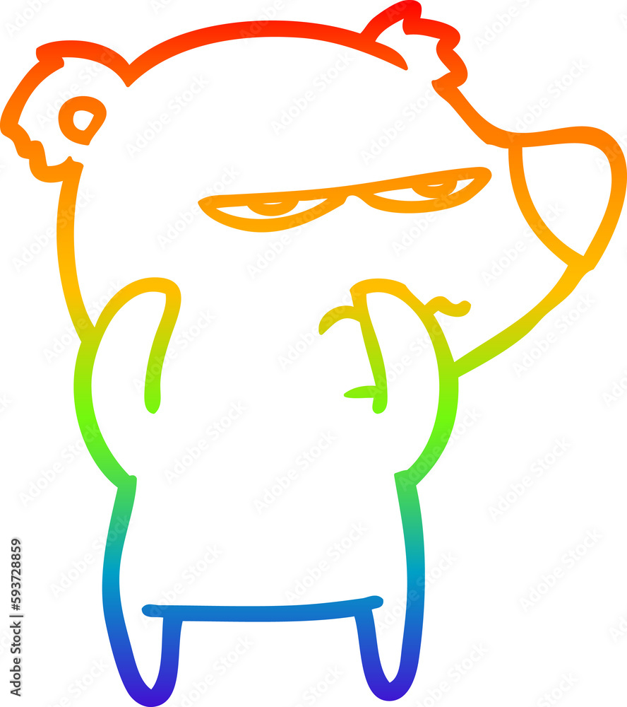 rainbow gradient line drawing angry bear polar cartoon rainbow gradient line drawing angry bear polar cartoon