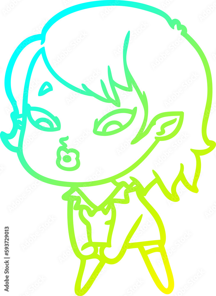 cold gradient line drawing cute cartoon vampire girl cold gradient line drawing cute cartoon vampire girl