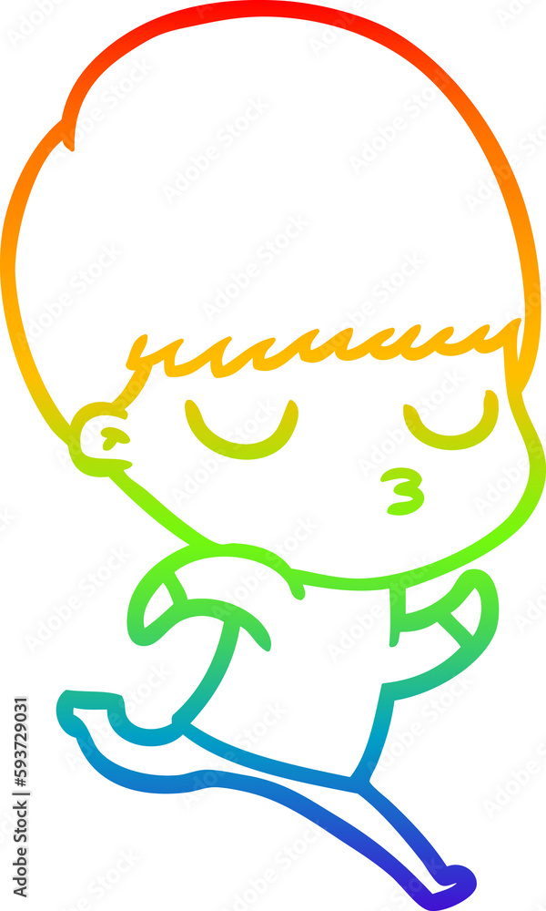 rainbow gradient line drawing cartoon calm boy rainbow gradient line drawing cartoon calm boy