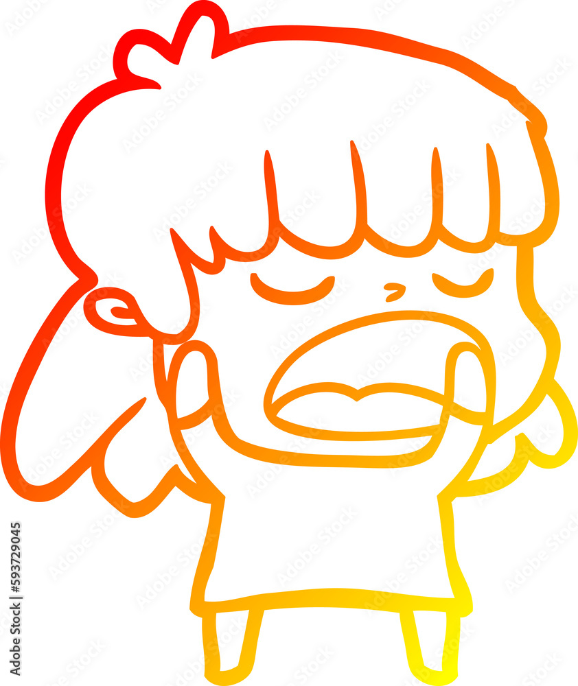 warm gradient line drawing cartoon woman talking loudly warm gradient line drawing cartoon woman talking loudly