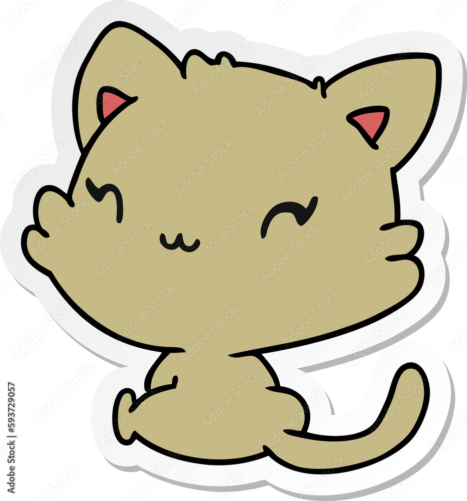 sticker cartoon of cute kawaii kitten sticker cartoon of cute kawaii kitten
