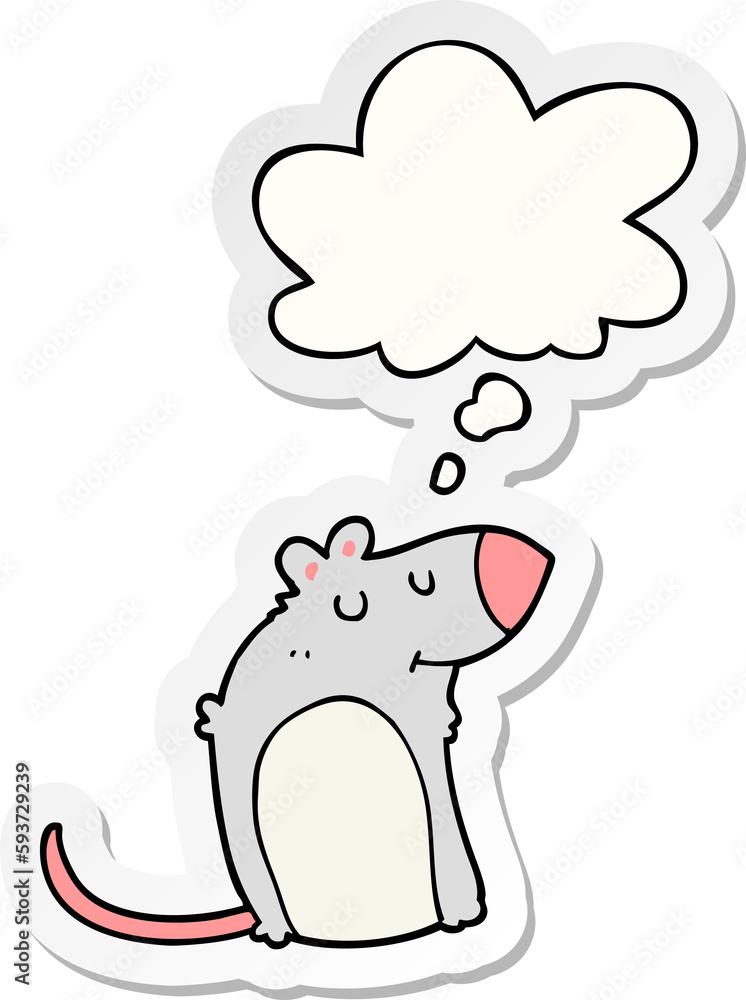 cartoon fat rat and thought bubble as a printed sticker cartoon fat rat and thought bubble as a printed sticker