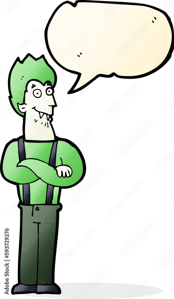 cartoon happy vampire with speech bubble cartoon happy vampire with speech bubble