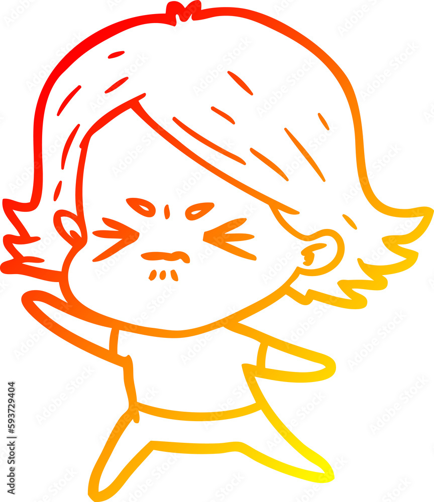 warm gradient line drawing cartoon angry girl warm gradient line drawing cartoon angry girl