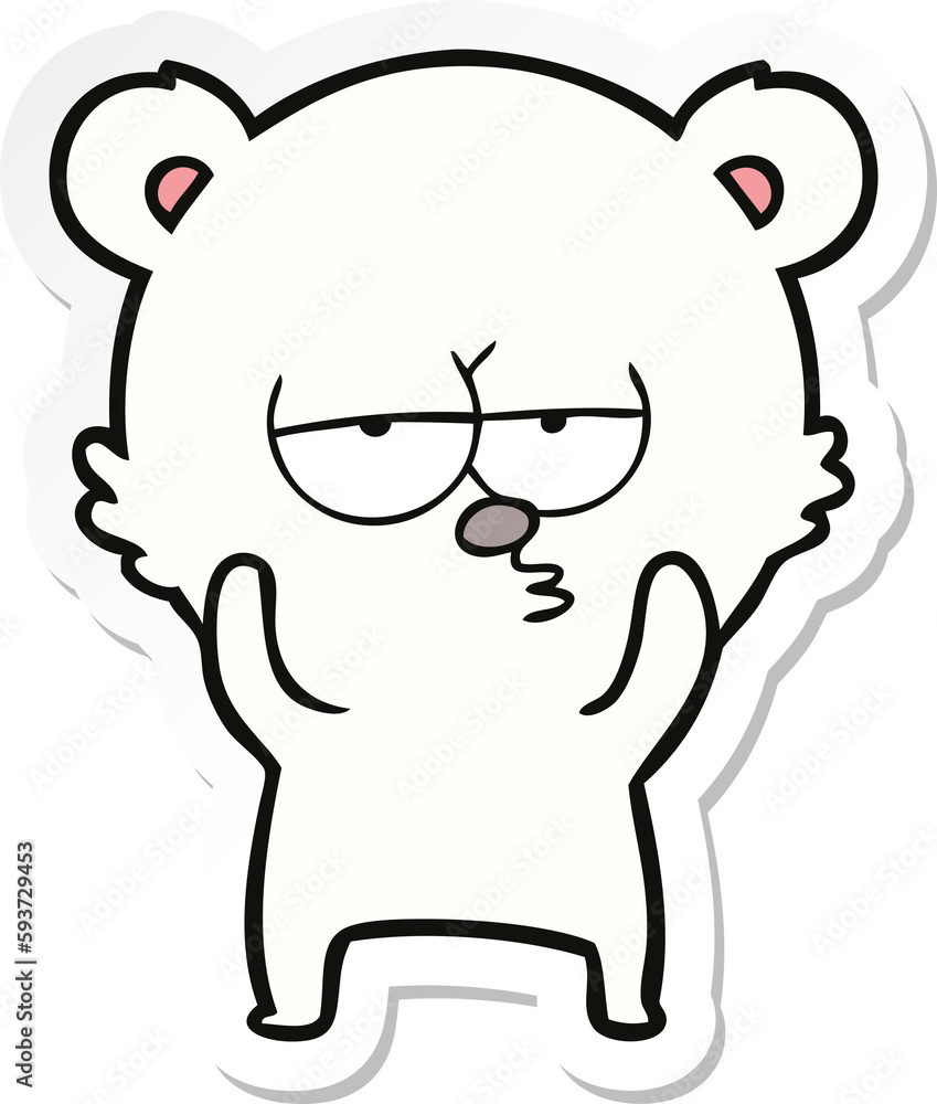 sticker of a bored polar bear cartoon