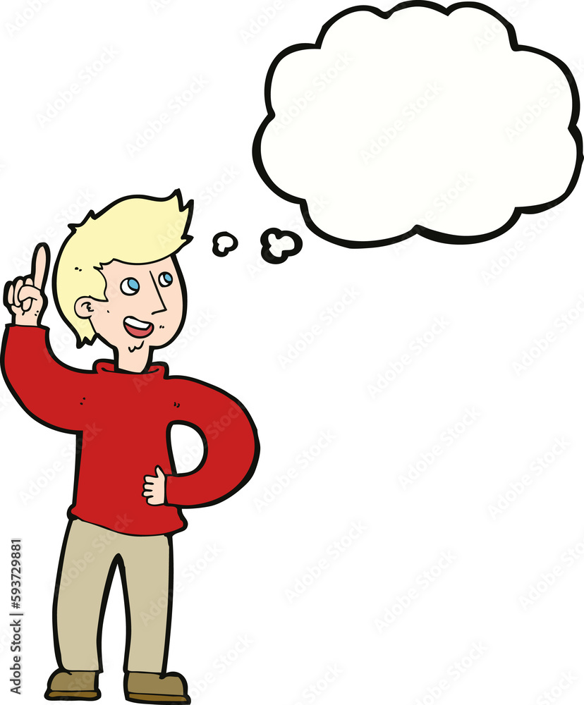 cartoon man with idea with thought bubble cartoon man with idea with thought bubble