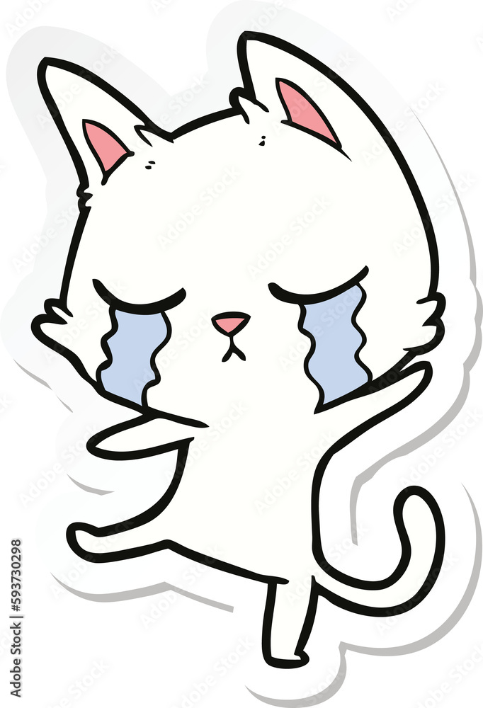 sticker of a crying cartoon cat performing a dance sticker of a crying cartoon cat performing a dance