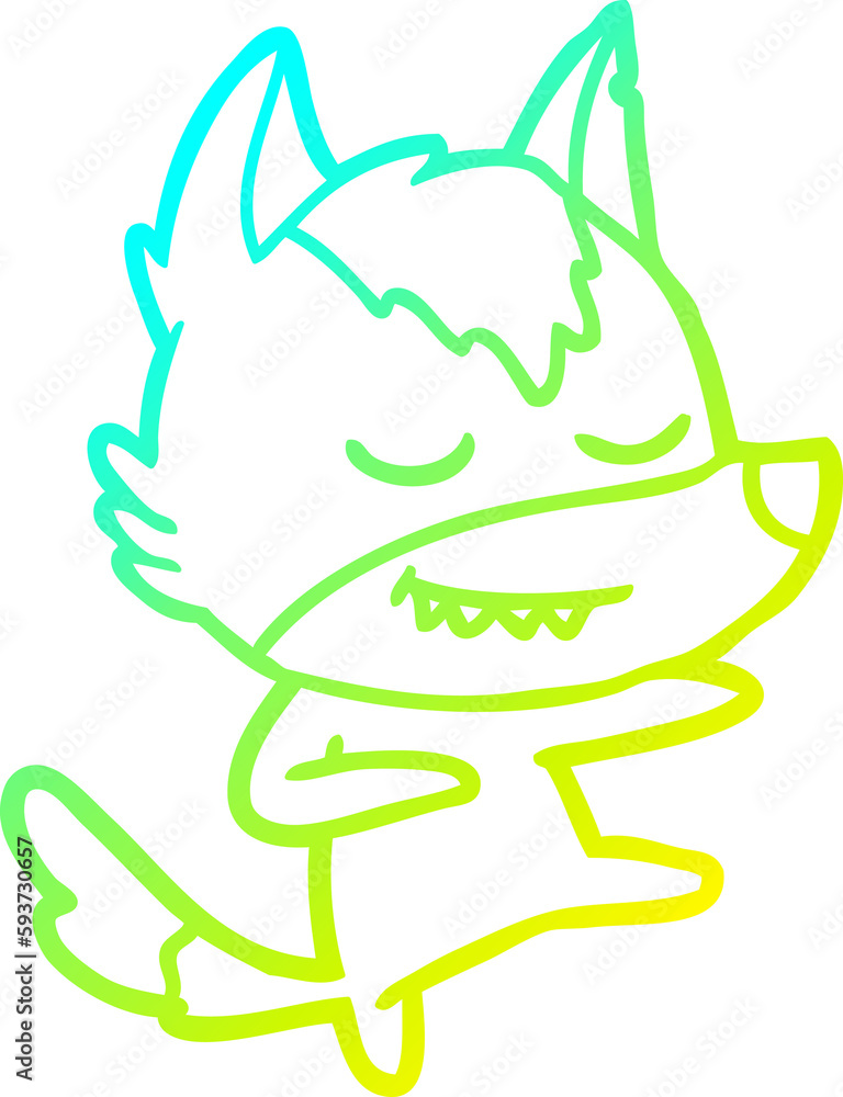 cold gradient line drawing friendly cartoon wolf dancer cold gradient line drawing friendly cartoon wolf dancer