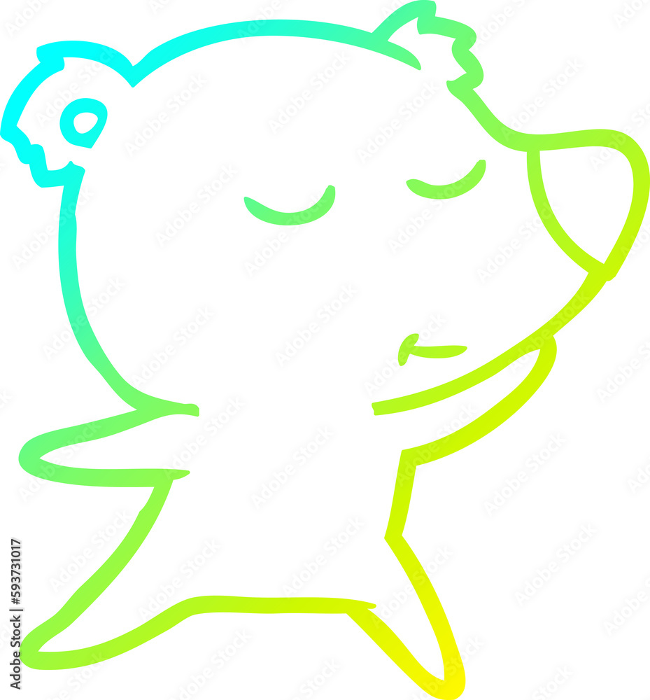 Fototapeta premium cold gradient line drawing happy cartoon polar bear dancing