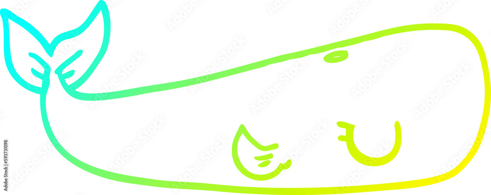 Fototapeta premium cold gradient line drawing cartoon sea whale
