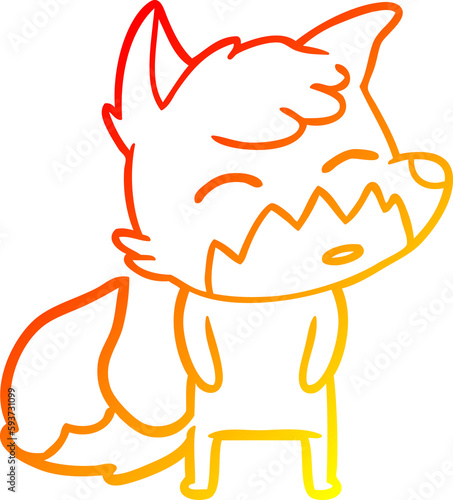 warm gradient line drawing cartoon fox