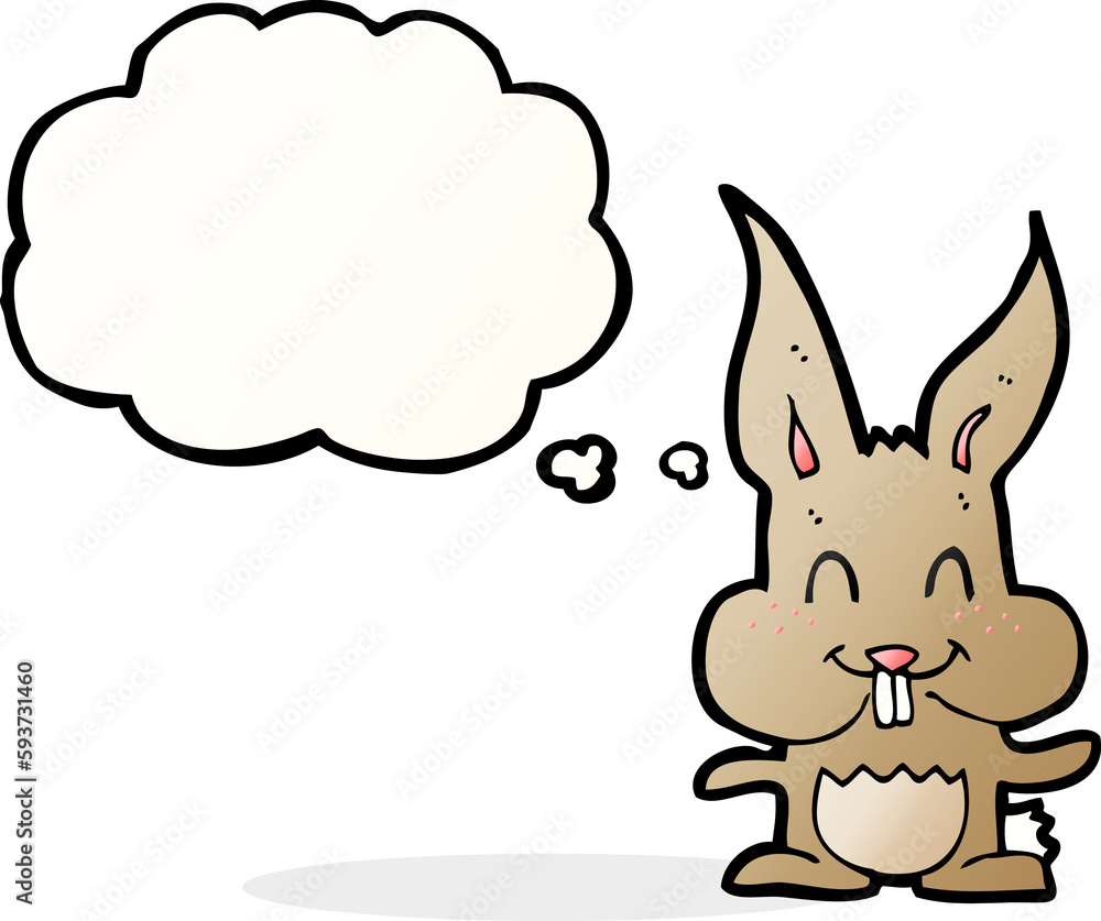 cartoon rabbit with thought bubble cartoon rabbit with thought bubble