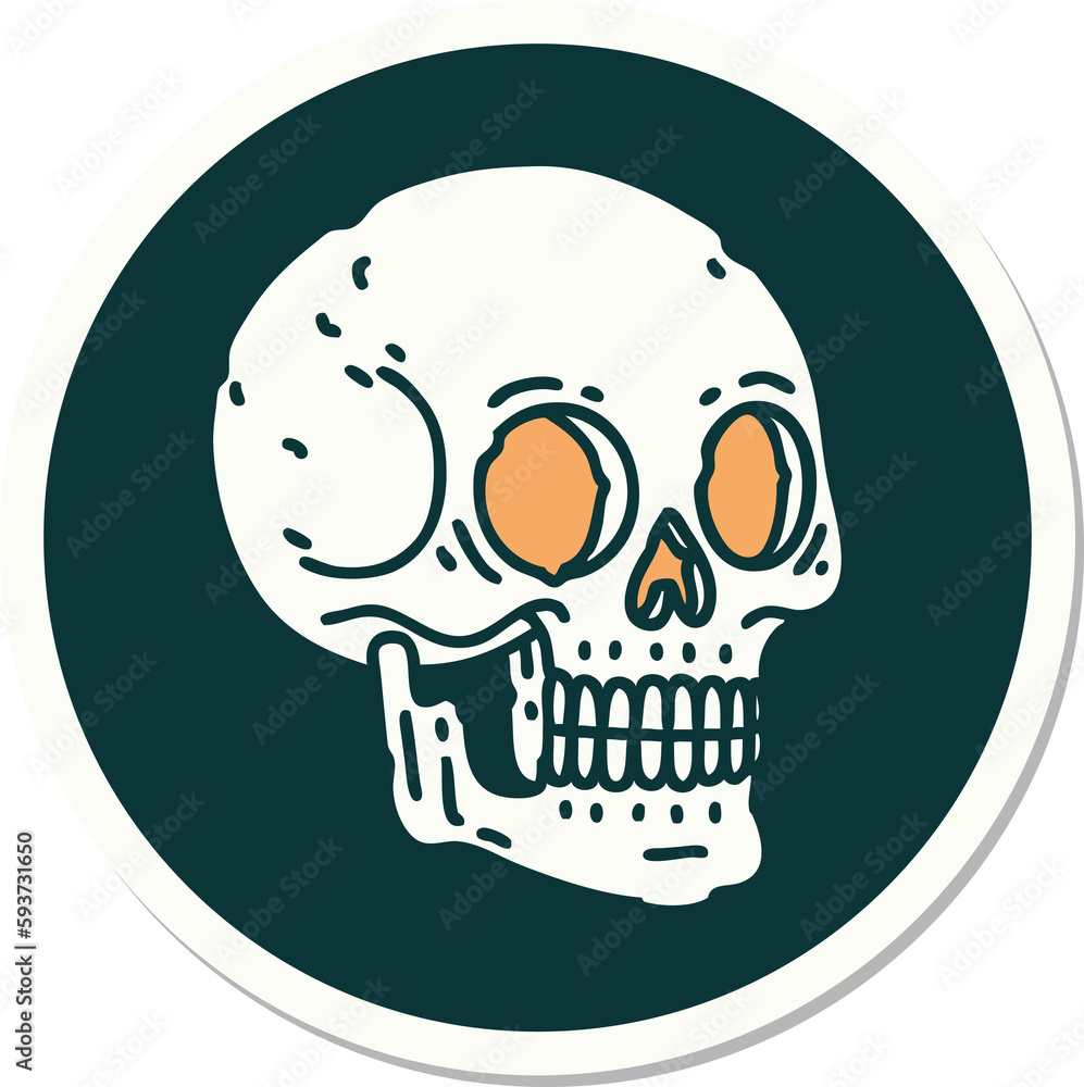tattoo style sticker of a skull tattoo style sticker of a skull