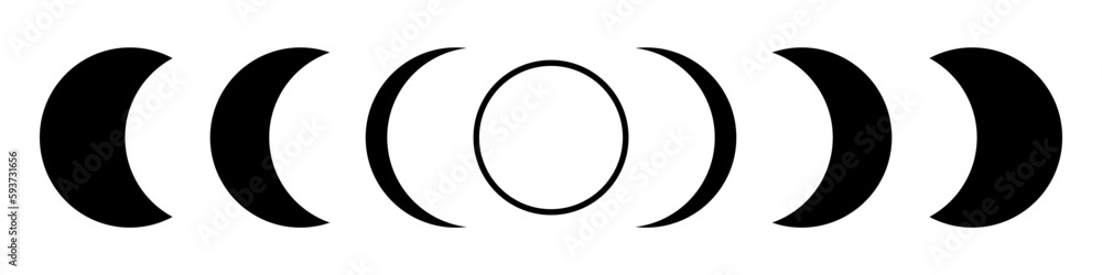 Moon phases flat icon illustration isolated on white background. Moon phases flat icon illustration isolated on white background.