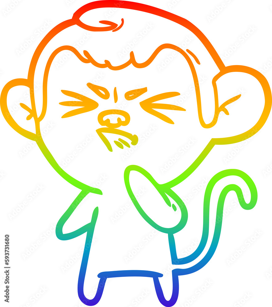 rainbow gradient line drawing cartoon angry monkey rainbow gradient line drawing cartoon angry monkey