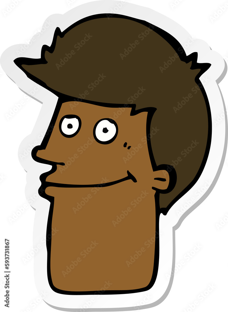 sticker of a cartoon smiling man sticker of a cartoon smiling man
