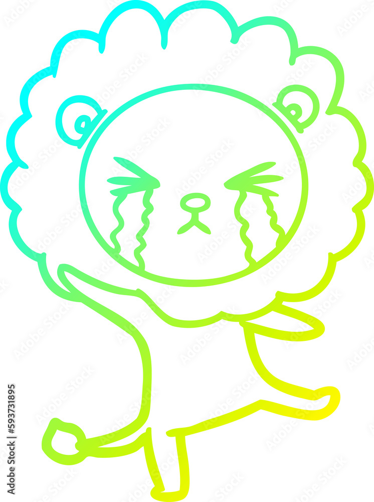 cold gradient line drawing cartoon crying lion cold gradient line drawing cartoon crying lion