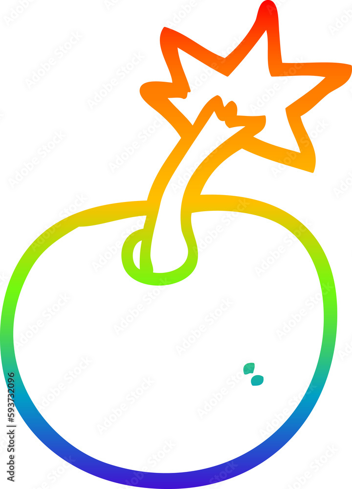 rainbow gradient line drawing round cartoon bomb