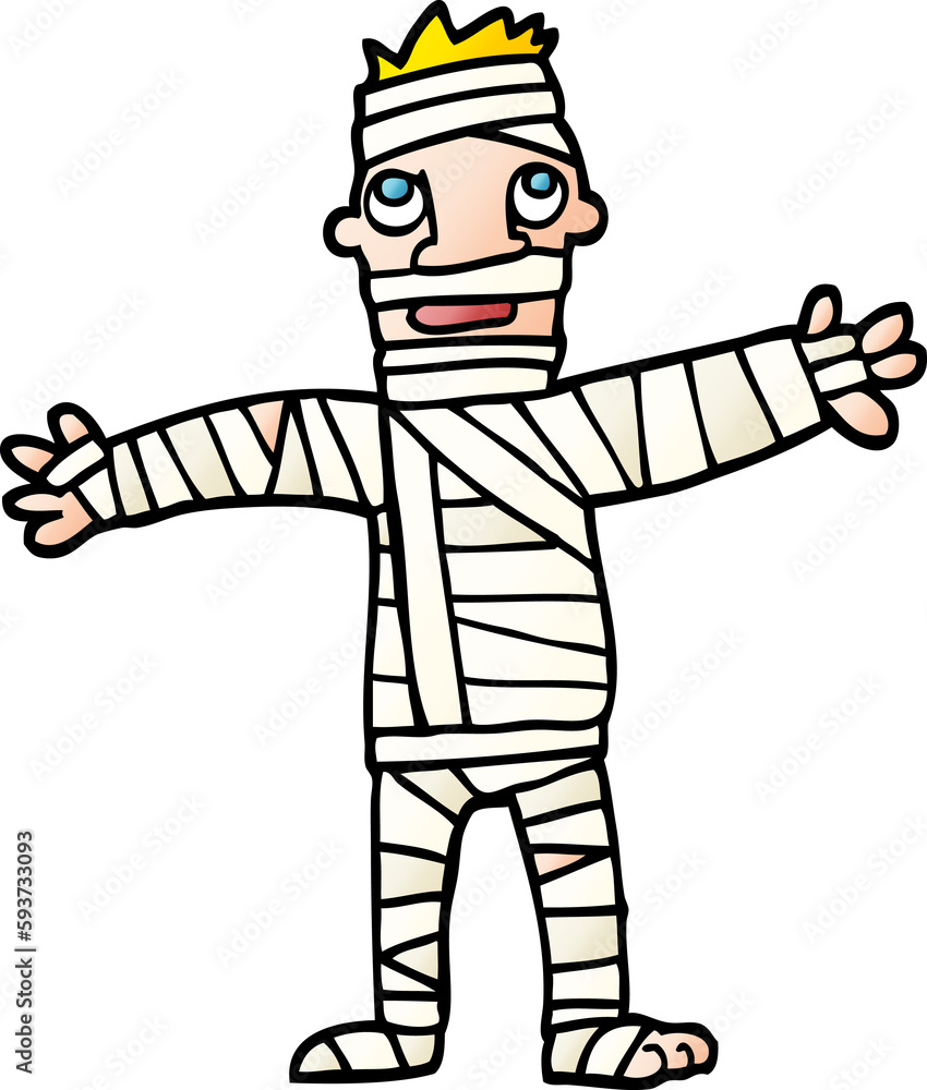 vector gradient illustration cartoon man in bandages