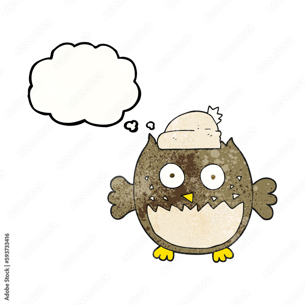 thought bubble textured cartoon owl