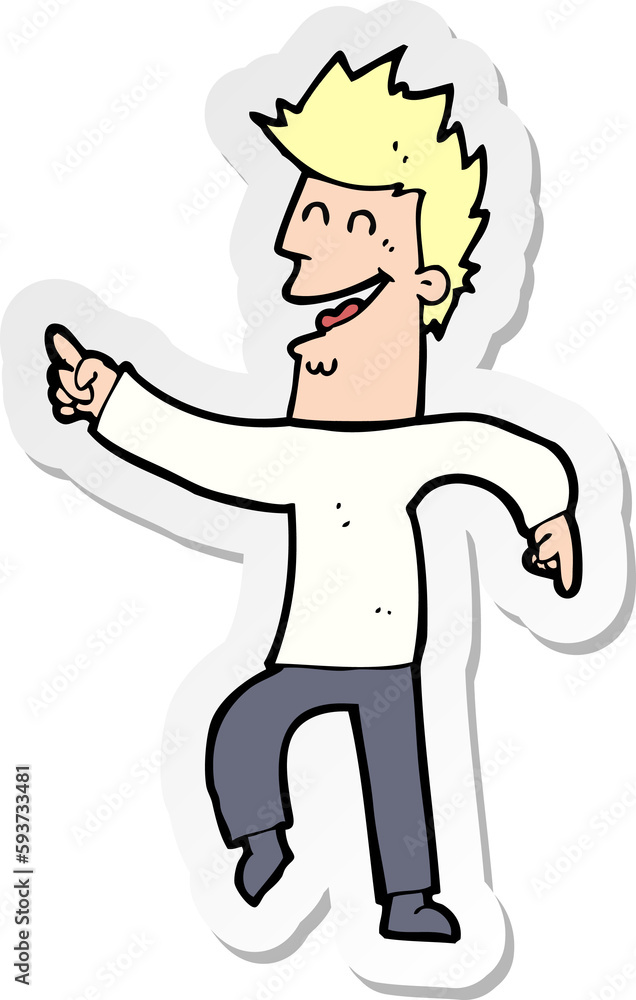 sticker of a cartoon man pointing and laughing sticker of a cartoon man pointing and laughing