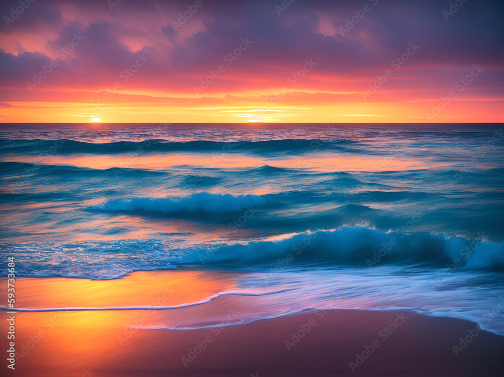 Ocean waves, seascape photography. AI generated illustration